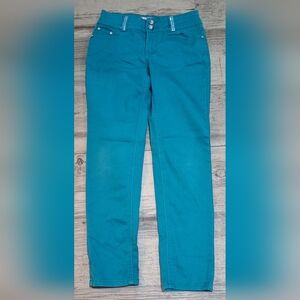 #1909 Lulu Luv Stylish Teal Bling Jeans Sz. 12
